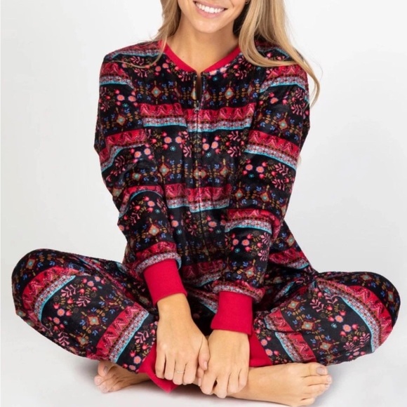 NATURAL LIFE black pink Fleece Onesie Romper M - Picture 1 of 4